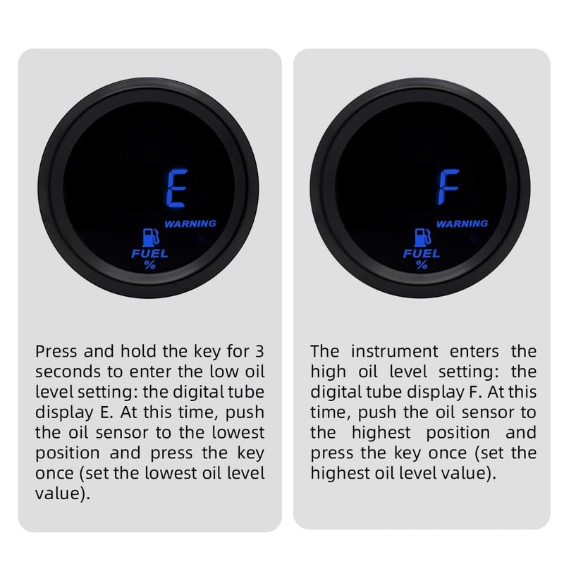 SINCO TECH 2 Inches 52mm Car Fuel Level Digital Gauge Automobile Blue Backlight Universal Meter (Fuel Gauge with Sensor) - Image 2